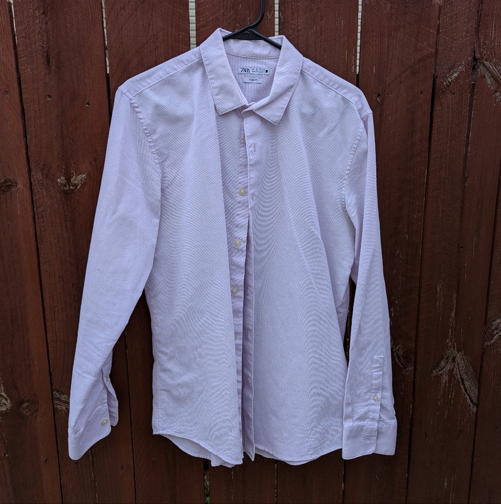 Zara Light Lavender Casual Button Down Shirt - Medium